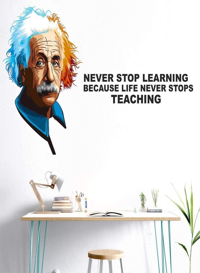 Byte Shop 'Albert - Einstein -Never Stop Learning - Because - Life Never Stop - Teaching - Inspirational - Motivational - Quotes - Wall Sticker' - (Multi Colour, Vinyl - 100cm X 56 cm) - Image 1